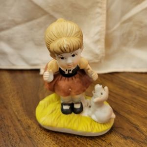 Ceramic Girl & Puppy Figurine Living Room Coffee Table Decor